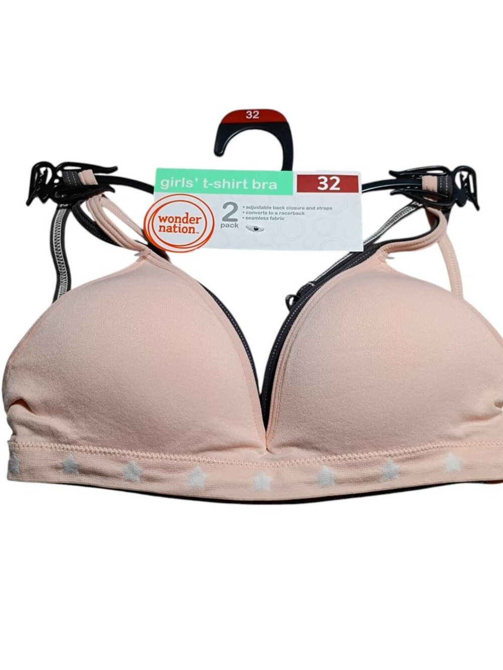 Wonder Nation Girls Seamless T-Shirt Bra 2-Pack - Size 32